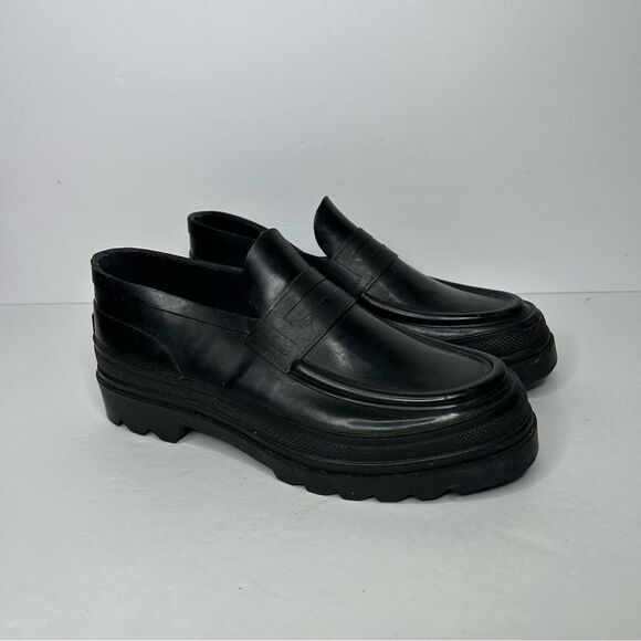 Vintage Eddie Bauer Black Chunky Platform Loafers Slip-On Shoes 7 Rubber - Picture 9 of 9